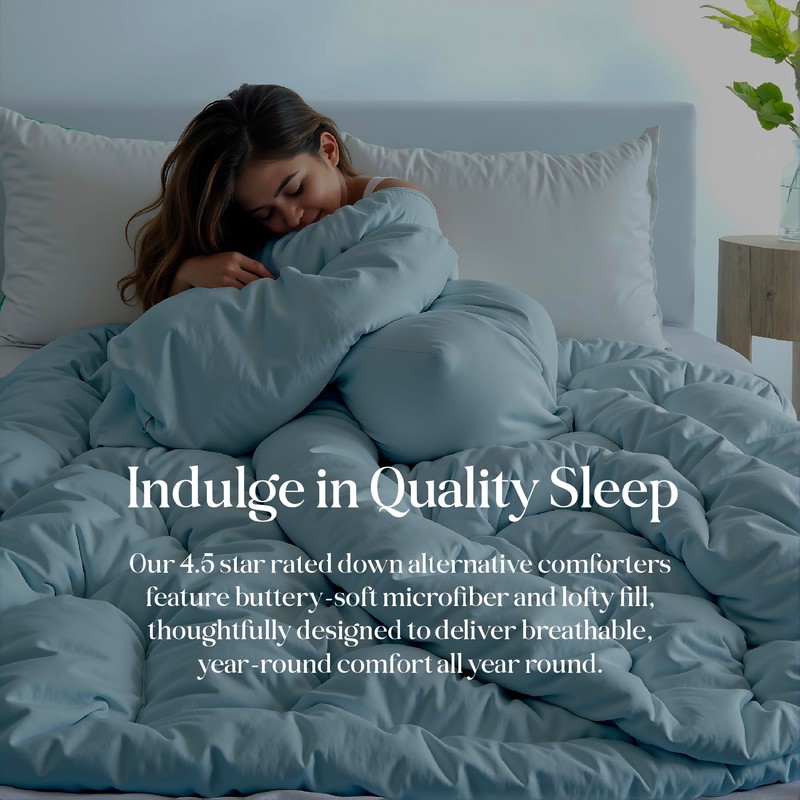 ROYALE LINENS Reversible Comforter - Queen Size Duvet Insert -