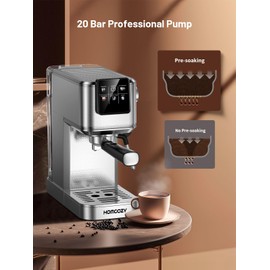 20 Bar Espresso Coffee Machine, Hot & Cold Coffee (Coffee Machine with Milk Tank, Sliver)