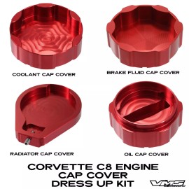 VMS RACING BILLET 4PC ENGINE BAY DRESS UP KIT FOR 20-25 CHEVY CORVETTE C8 RED