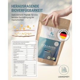 CelluGen Collagen Peptides als Pulver | Bioaktives Kollagen Hydrolysat | Geschmacksneutral | 100% von grassgefütterten Rindern | Patentiertes Solugel® aus Deutschland - optimale Löslichkeit