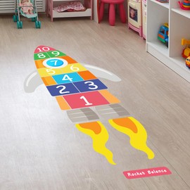 Hopscotch Floor Stickers Numbers Game Rocket Pathway Floor Sticker Peel and Stick Floors Hopscotch Decals for Classroom Kids Girl Boy Nursery Playroom