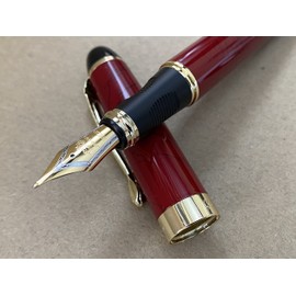 Rhapsody Jinhao x450 Fountain Pen 0.5mm Medium-Fine Nib Ink Pens (Red + Black Lines)