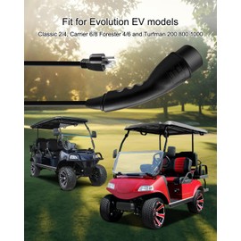 HZSIFU Charging Power Cord Assembly Fits for Evolution EV ICON EV Models Replaces 2.04.0620, 120V Golf Cart Charger Power Cord, Black