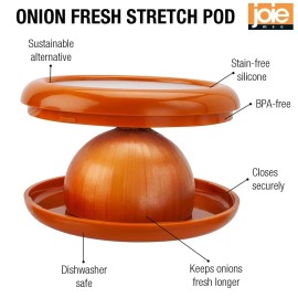Joie Onion Food Saver Stretch Pod Silicone Orange Kitchen Storage Container