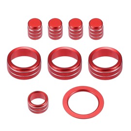 Unifizz 9pcs Red Aluminum Alloy Air Conditioner Shift Knob Cover Engine Start Stop Button Ring Volume Button Cover Air Outlet Knob Cover Compatible with Honda Civic 11th 2022