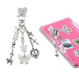 JINGSEN Charm Chains for Kindle,Cute E-Reader Phone Charm Bracelets Accessories Gift for Reader Booklovers Women,Charms Compatible for Kindle,E-Reader,Phone(White)