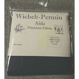 Wichelt Permin Premium AIDA Cross Stitch Fabric 16 Count Chalkboard Black 18" x 25"