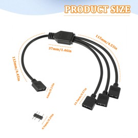 HUAREW 1-to-3 ARGB Splitter Cable, 5V 3Pin Addressable RGB Splitter Extension Cable ARGB LED Cable for Extend PC Computer, ARGB LED Series Or 5V ARGB Fans (2 Pack)