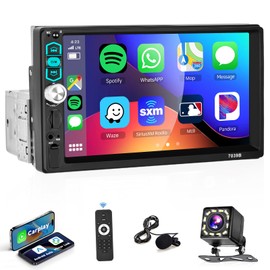 Single Din Car Stereo Radio with Apple Carplay Android Auto Bluetooth 5.1, Podofo 7 Inch HD IPS Touchscreen Car Radio Audio Support FM Radio Mirror Link SWC USB/TF/Aux-in Ports+Backup Camera