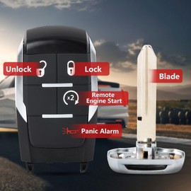 Aichiyu Keyless Entry Smart Remote Key Fob Replacement for Ram 2500, 3500, 4500, 5500 2019 2020 2021 2022 2023 2024 433MHz FCC ID: GQ4-76T, GQ476T, P/N: 68538048AB