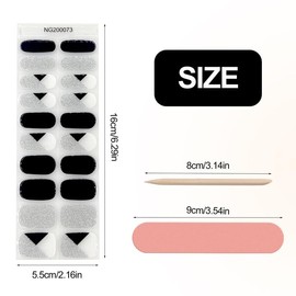 BuysomeGO Semi Cured Gel Nail Strips,20pcs Glitter Nail Stickers for Women，Perfect DIY at Home，Long Lasting and Easy to Remove