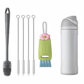Straw Cleaner Brush for Owala FreeSip 24oz/32oz/40oz, Silicone Long Handle Bottle Brush for Owala Water Bottle,Plus 3 in 1 Cup Lid Cleaning Brush