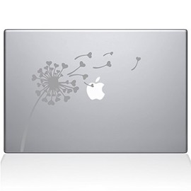 The Decal Guru 2045-MAC-13X-S Dandelion Hearts Decal Vinyl Sticker, Silver, 13" MacBook Pro (2016 & Newer)