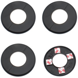 OZXNO ID 3.0" ABS Wall Split Flange 4 Pcs Split Decorative Escutcheon Self-Adhesive Wall-mounted Water Pipe Cover Accessories (Black)