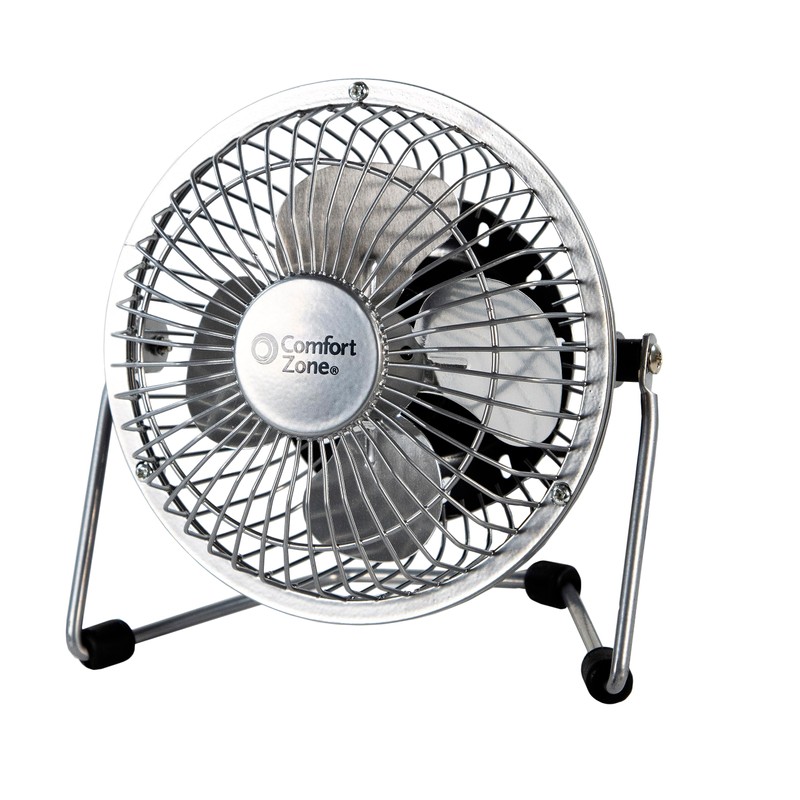 Comfort Zone 4-inch All-Metal Desk Fan with USB or Power