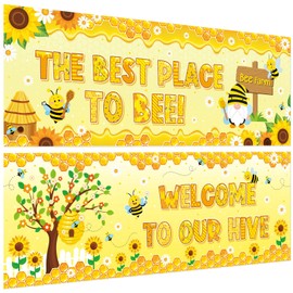 2 Pcs Spring Bee Classroom Decorations Bumble Bee Sunflower Decorations Banner Daisy Flower Sign Classroom Banner Posters Cutouts For Spring Summer Wall Decor