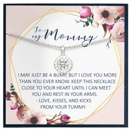 Grace of Pearl New Mommy Necklace Baby Bump Gift for New Mom Gift Jewelry Gift for First Time Mom Pregnancy Gift for Mom to be Gift for Wife Pregnant Gift Expecting Mom Gift