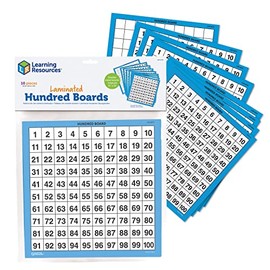 Learning Resources Laminated Hundred Boards - 10 Pieces Dry-Erase Counting Aid, Teaching Supplies, Math Boards for Kids
