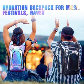Niggeey Hydration Backpack, Festival Rave Hydration Pack, Water Backpack with 2L Hydration Bladder, Rave Backpack Hydration Pack Hydropack Hydro for Hiking, Biking, Festivals, Raves