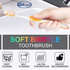 Extra Soft Toothbrushes for Adults -Tapered Bristles Flossing Toothbrush for Sensitive Teeth and Receding Gums, Individually Wrapped Plaque Remover Travel Toothbrush Variety Colors Pack of 4