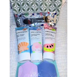 Freeman 3 Freeman Facemask & Facial Spa Set. Applicator, Scrubbers, Cosmetic Bag,  *NEW*