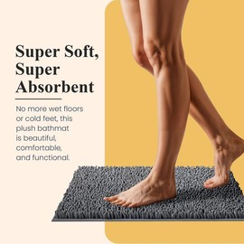 MAYSHINE Chenille Plush Runner Rug, Dark Blue, 71x31 in, Machine Washable, Non-Slip Door Mat, Bath Mat with Water Absorbent Quick Drying Microfiber Shag Carpet