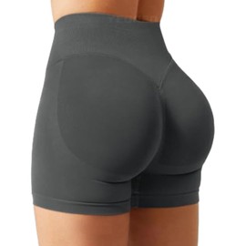 Genérico Pantalones Cortos de Entrenamiento para Mujer, Short Deportivo sin Costuras, Levantamiento de glúteos, Cintura Alta, Control de Abdomen, Talla L, Color Gris