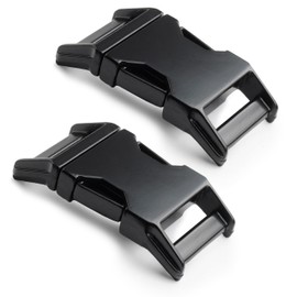 Ganzoo Alumaxx Metal Clip Fastener Matte Black, Set of 2, Click Fasteners, 5/8 Inch 15 mm, Buckle Made of Zinc Injection Moulding, Slightly Curved, Slot 15 x 3 mm, External Dimensions 38 x 20 mm for Straps and Straps