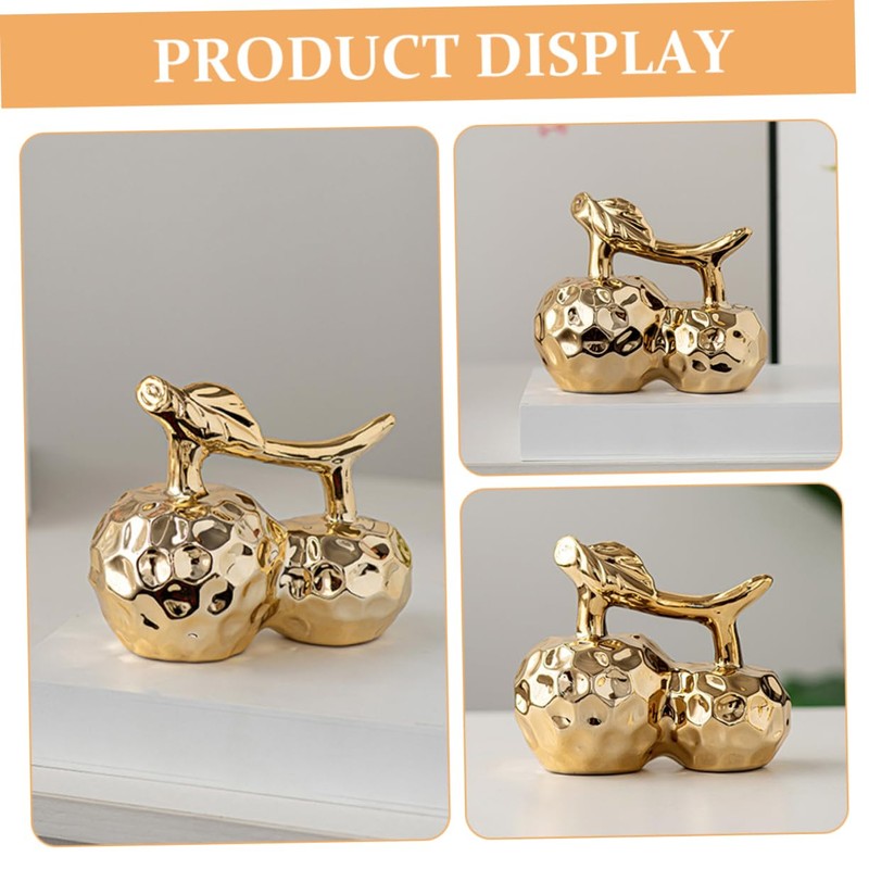 GLEAVI Ceramic Cherry Figurine Large Decorative Fruit Sculpture for Home