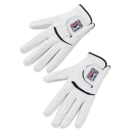 PGA TOUR Men's Two Pack Leather Glove Cadet-Left, Bright White, Medium