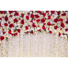 YongFoto 3 x 2.5 m Vinyl Photo Background Wedding Background Roses Flowers Curtain Beautiful Flower Wall Photography Background Valentine's Day Wedding Party Decoration Photo Studio Backgrounds Photo