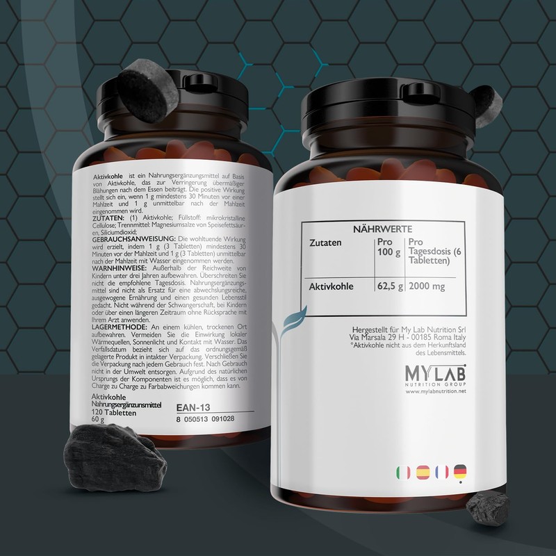 Nutracle Activated Carbon 120 Tablets 500 mg - Vegetable Activated