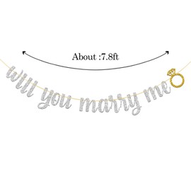 WeBenison Silver Glitter Will You Marry Me Banner for Bachelorette Party Decor Bridal Shower Wedding Engagement Party Supplies