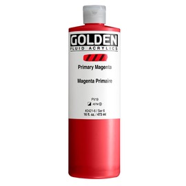 Fluid Acrylics by GOLDEN, Primary Magenta, 16 fl. oz. Bottle, Professional Acrylic Paint, Semi-Opaque