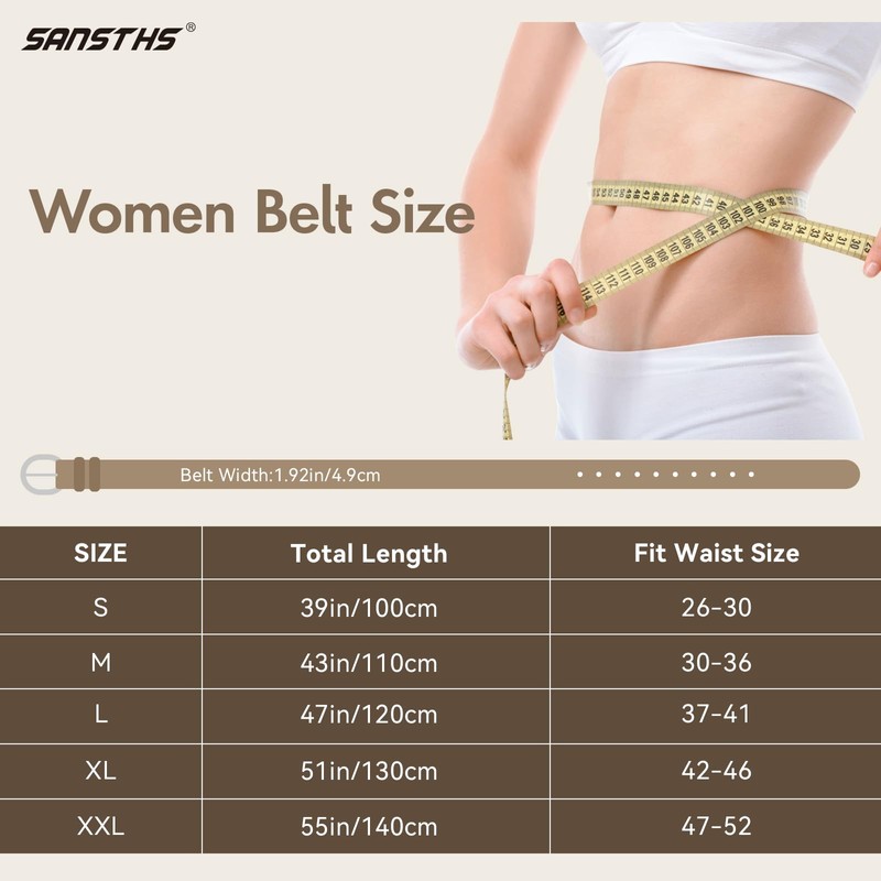 SANSTHS Women Leather Belt for Jeans Fashion Ladies Dress Belt