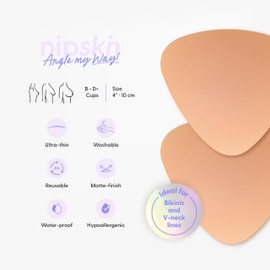 NIPSKIN Triangular Ultra-Thin, Reusable, Adhesive, and Hypoallergenic Nipple Covers - Cappuccino - For Cup B-D+