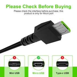 Toxaoii USB Micro Braided Mouse Charging Cable, Naga Pro 20000 DPI Charging Cord Compatible with Razer Naga Pro, DeathAdder V2 Pro, Basilisk, Viper Ultimate Wireless Gaming Mouse Charging Cord, 5.9FT