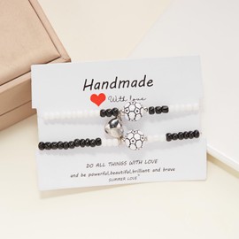 MMIUAEG 2pcs Basketball Volleyball Tennis Soccer Bracelets Beaded Sport Ball Charms Bracelets for Couples Friends Women Men Elastic Sport Lovers Jewelry-Soccer