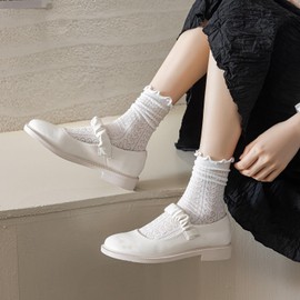 Mcool Mary Women's Ruffle Socks Mesh Casual Lace Cotton Crew Socks Summer Ultra Thin Cool Frilly Ankle Socks for Women