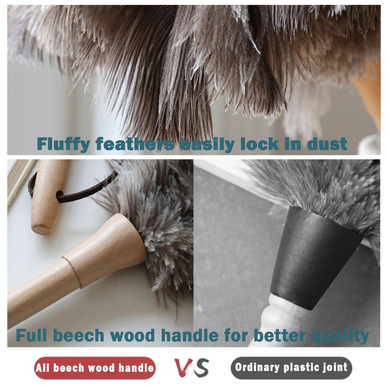 Feather Duster, Feather Dusters for Cleaning Ddzmz Fluffy Natural Genuine