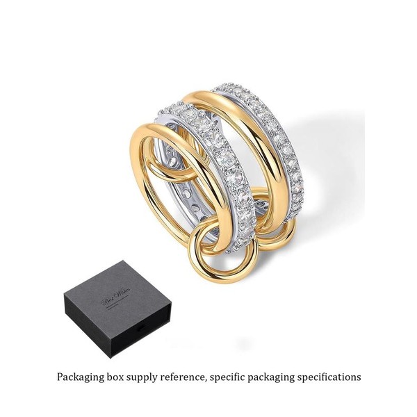 Women's Unique Layered Stackable Rings, Mixed Metal Material, Non-Tarnish, Stylish