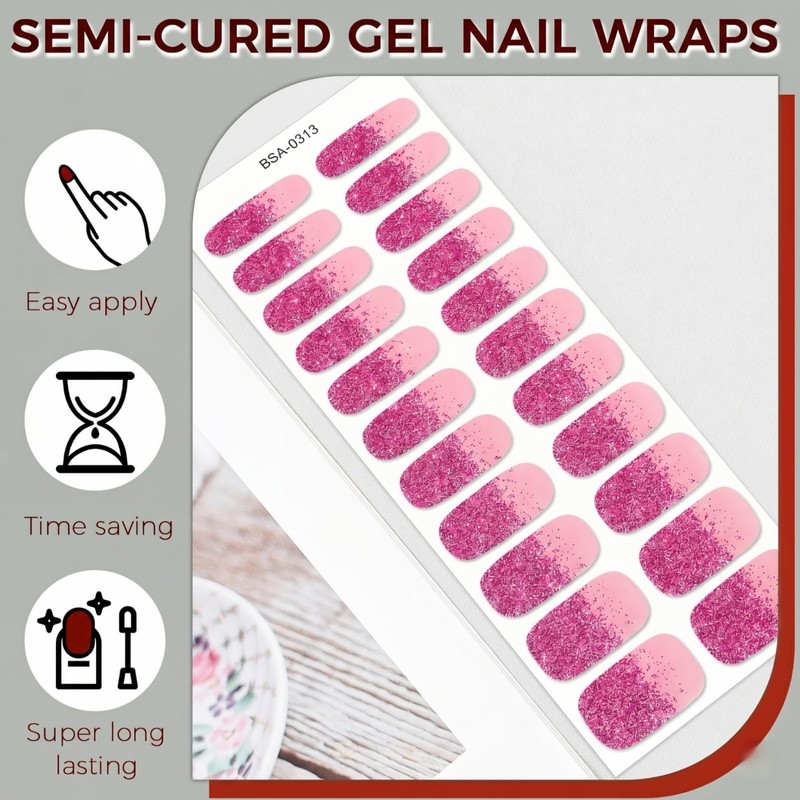 Semi Cured Gel Nail Strips - Gel Polish Material, No