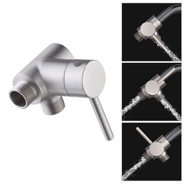 KES Shower Arm Diverter 3 Way Solid Brass G 1/2 Connector Shower Head Diverter (Divert Water Between Handheld, Fixed Spray Showerhead or Both) Brushed Nickel, PV100-BN