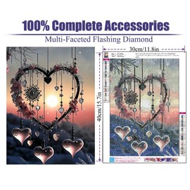 STGLCR Wind Chimes 5D Diamond Painting Kits for Adults, Love Diamond Art Kits for Beginners,DIY Full Drill Sunset Paint by Diamonds with Painting Kit for Crafts Adults Home Wall Decor 16 X 12inch