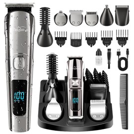 Brightup Beard Trimmer for Men - Electric Razor & Shaver, Cordless Hair Clippers Trimmers Set, IPX7 Waterproof Mens Grooming Kit for Shaving Face, Mustache, Body, Ear, Nose Hair Trimmer, Gifts for Men