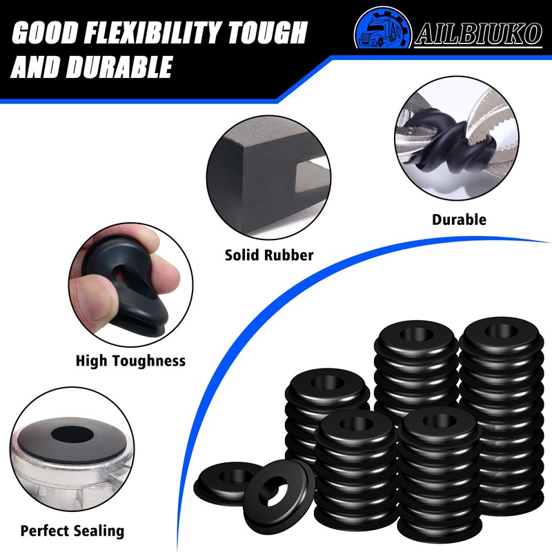 Ailbiuko 50 Pcs Rubber Glad Hand Seals, Black Round Gladhand