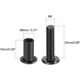 TA-VIGOR 10 Sets Furniture Connecting Screws Bolts, M6 x 25mm Binding Screws Posts Belt Buckle Binding Bolts, Hex Socket Fasteners for Kitchen Cabinet Cupboard Furniture Connectors