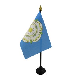 Yorkshire New county Table Flag 4'' x 6'' - County of York - England Desk Flag 15 x 10 cm - golden spear top - AZ FLAG