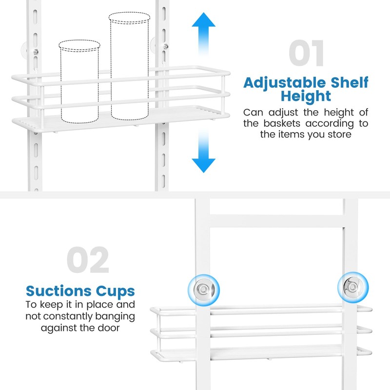 Purdaz Adjustable 5-Tier Over the Door Pantry Organizer, Spice Rack,