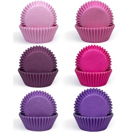 Gcardist 300-Count Cupcake Liners Cupcake Cups Food Grade 6 Solid Pink Purple Colors Cupcake Papers Baking Cups Cupcake Wrappers (Mini Size)